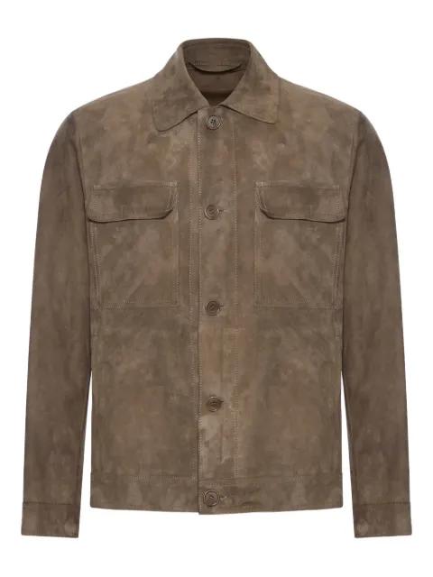 suede button-up jacket by SALVATORE SANTORO