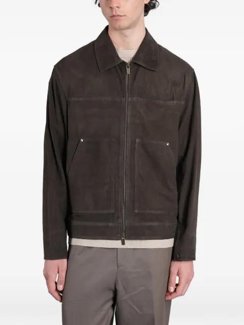 suede zip-up jacket by SALVATORE SANTORO