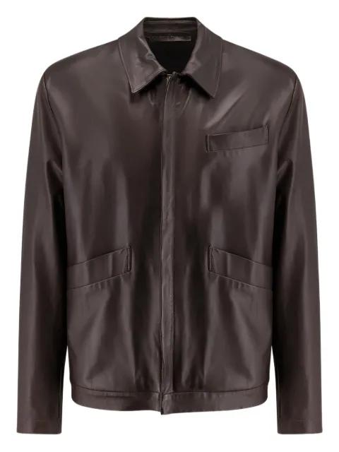 zipped-cuff leather jacket by SALVATORE SANTORO