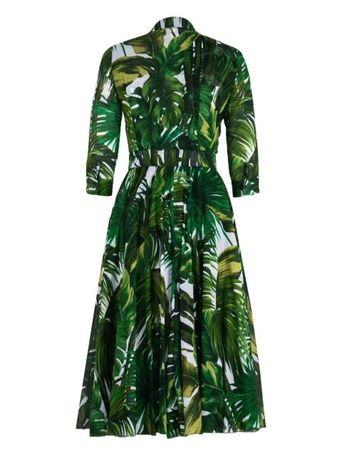 Aster palm tree-print midi dress by SAMANTHA SUNG
