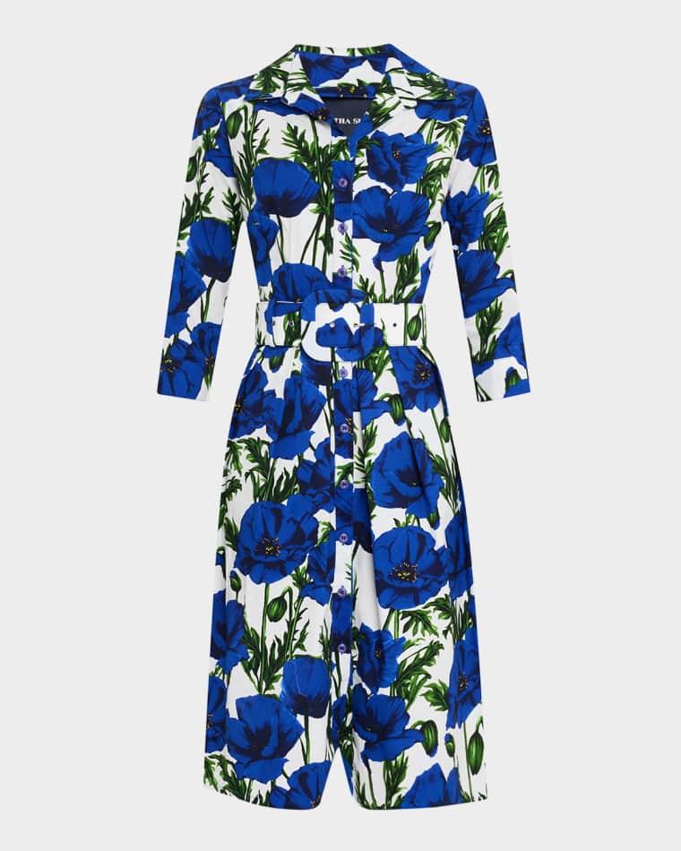Audrey 1 Pleated Floral-Print Midi Shirtdress by SAMANTHA SUNG