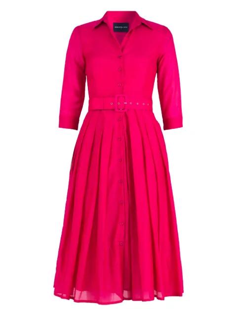 Audrey belted pleated midi dress by SAMANTHA SUNG