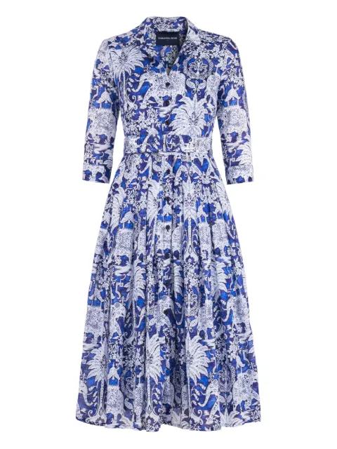 Audrey elephant-print pleated midi dress by SAMANTHA SUNG