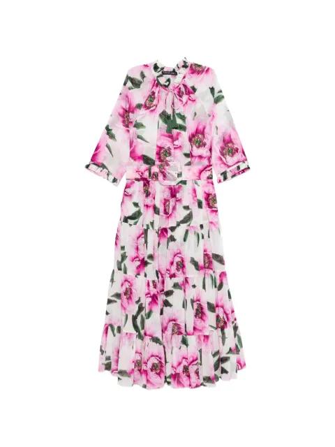 floral print belted midi dress by SAMANTHA SUNG