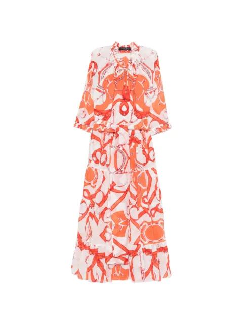 ruffled printed midi dress by SAMANTHA SUNG