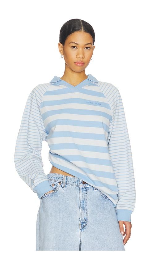 SAMSOE SAMSOE Saella Long Sleeve Polo in Blue by SAMSOE&SAMSOE