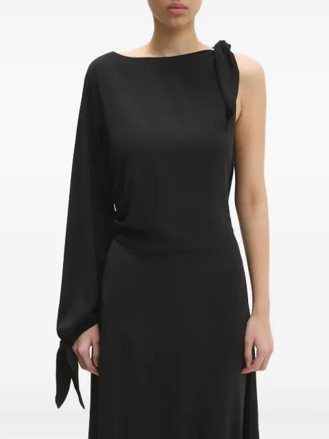 asymmetric-neckline one-sleeve midi dress by SAMSOE&SAMSOE