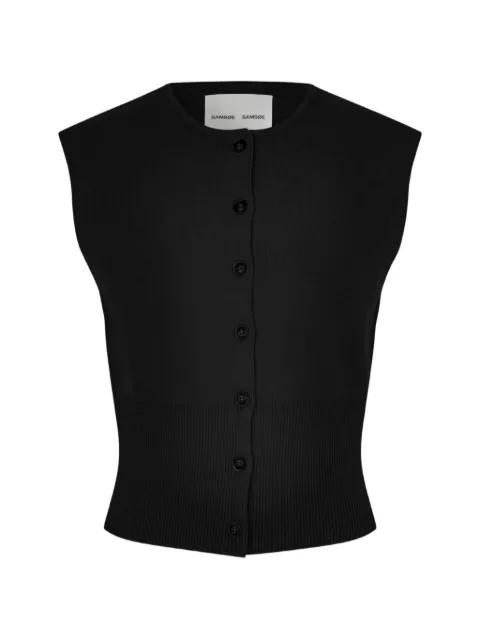 buttoned crew-neck waistcoat by SAMSOE&SAMSOE
