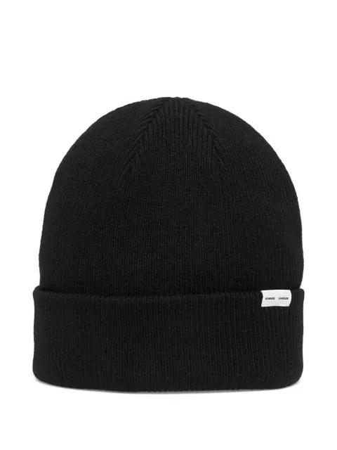 logo-patch ribbed beanie by SAMSOE&SAMSOE