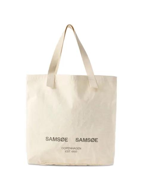 logo-print cotton tote bag by SAMSOE&SAMSOE