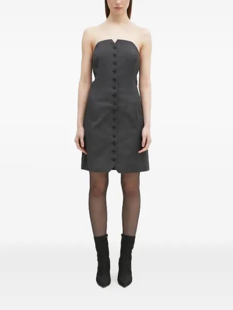 strapless button-front mini dress by SAMSOE&SAMSOE
