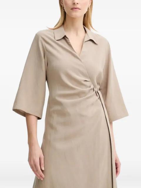 wrap-effect quarter-sleeve midi dress by SAMSOE&SAMSOE