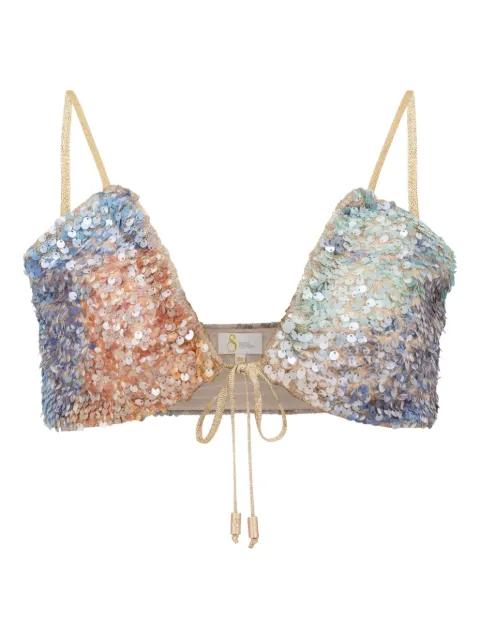 Rosa sequin tie top by SANA OSMANI