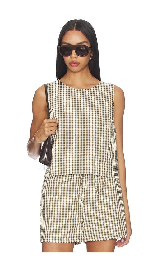 Sanctuary Better Days Gingham Shell in Olive by SANCTUARY