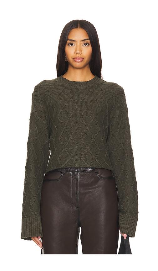 Sanctuary Coastal Cable Crewneck Sweater in Olive by SANCTUARY