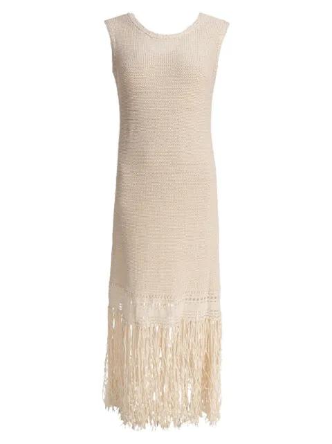 knitted fringed dress by SANDBEIGE