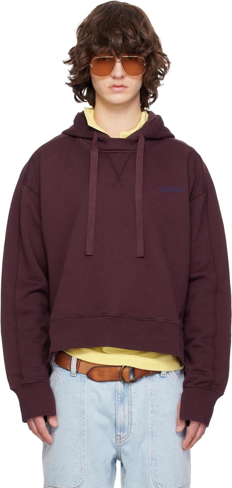 Burgundy Embroidered Logo Hoodie by SANDERLAK