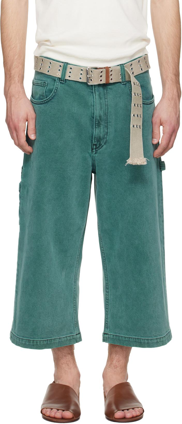 Green Wide Skater Jeans by SANDERLAK