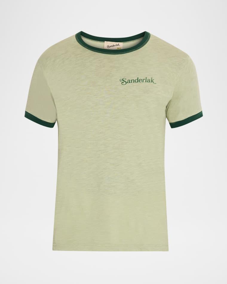Men's Contrast-Rib Logo Crewneck T-Shirt by SANDERLAK