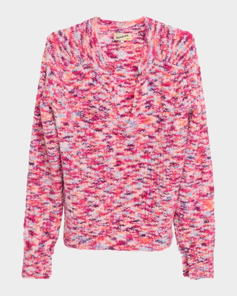 Men's Melange Split Open-Crewneck Sweater by SANDERLAK