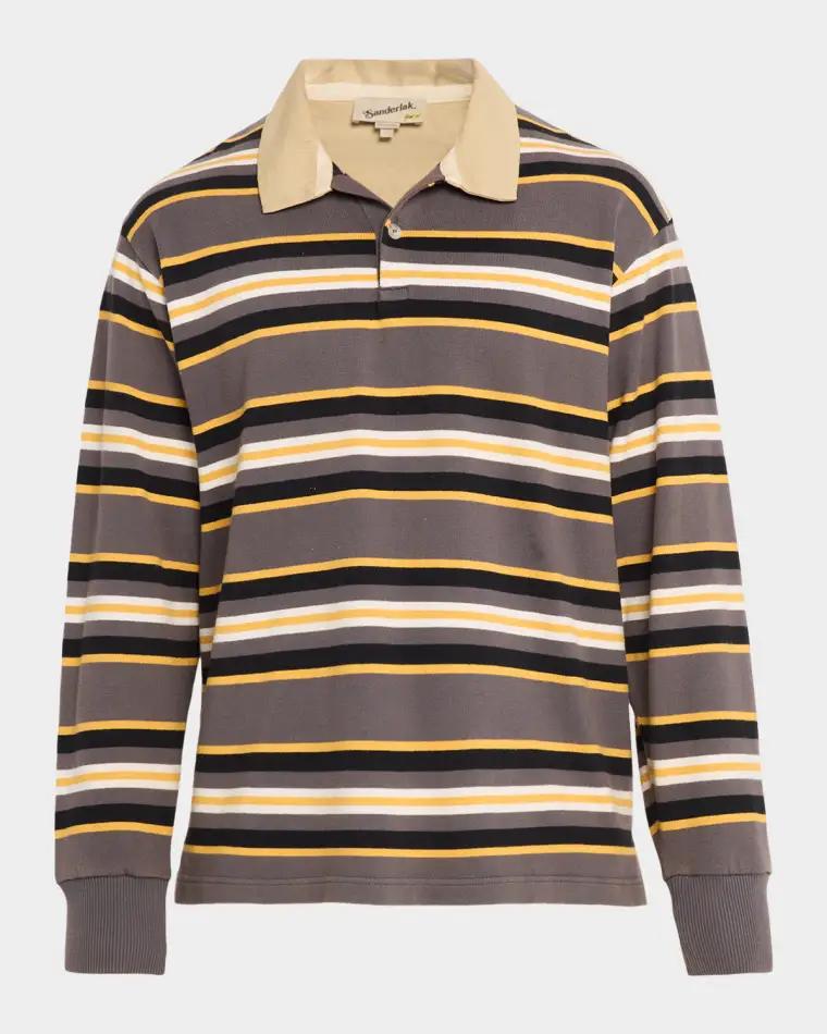 Men's Rugby Striped Polo Shirt by SANDERLAK