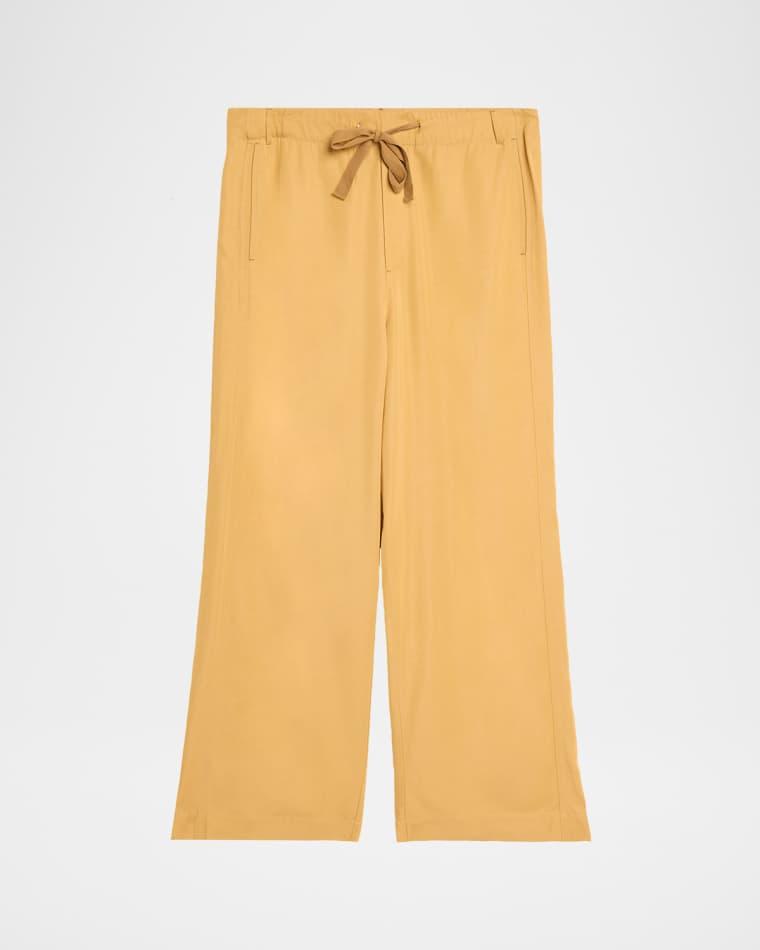 Men's Viscose Wide-Leg Drawstring Pants by SANDERLAK