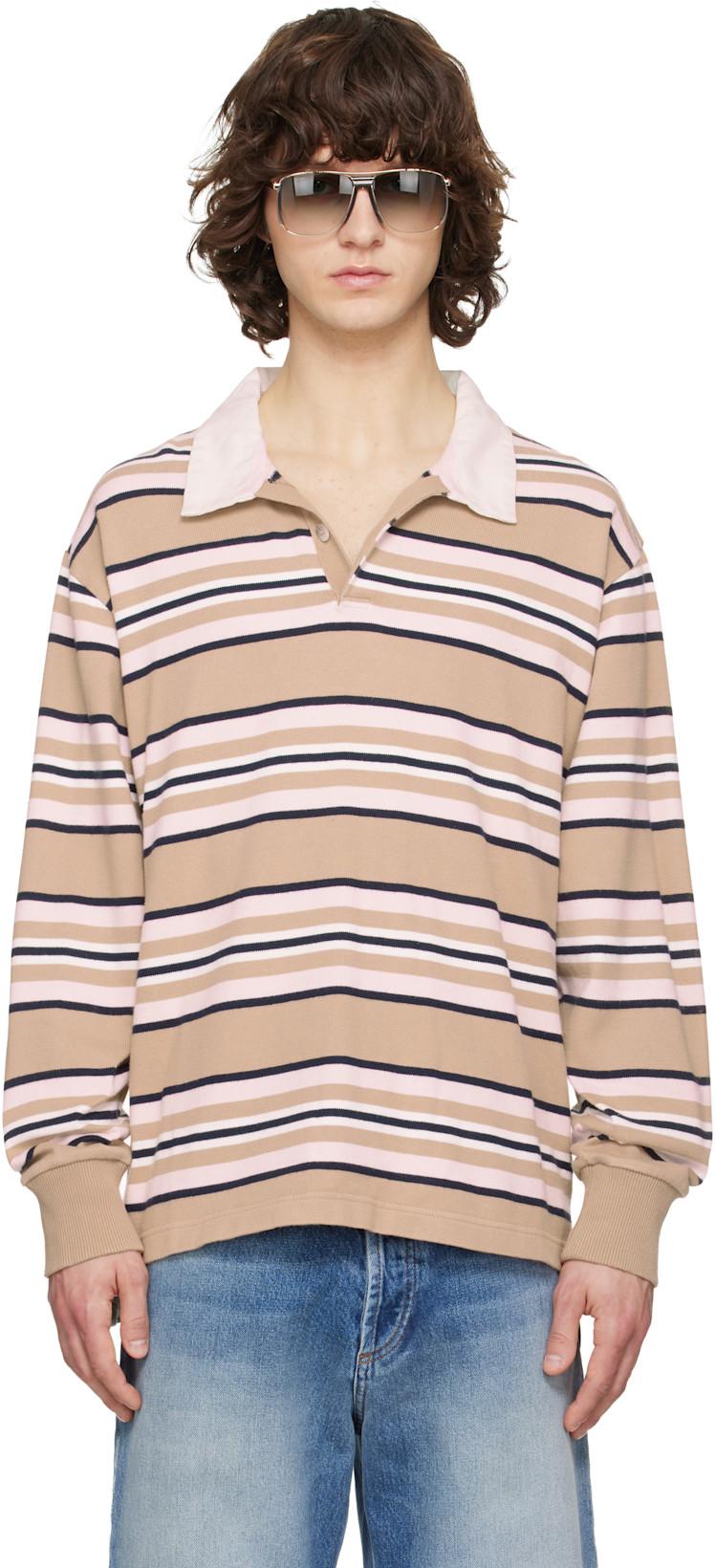 Tan & Pink Rugby Polo by SANDERLAK