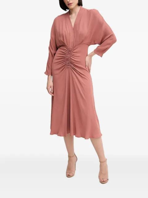 V-neck gathered midi dress by SANDRO FERRONE