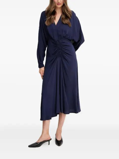 V-neck gathered midi dress by SANDRO FERRONE