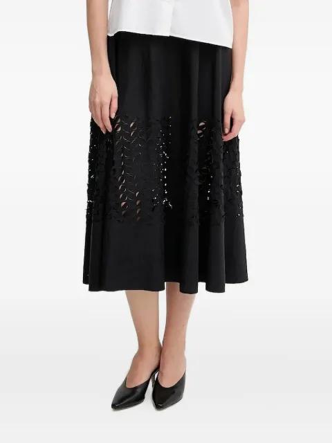 cut-out flared midi skirt by SANDRO FERRONE