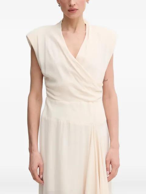 draped shoulder-padded midi dress by SANDRO FERRONE