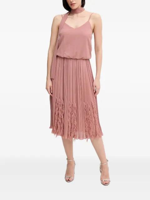 pleated fringe midi dress by SANDRO FERRONE
