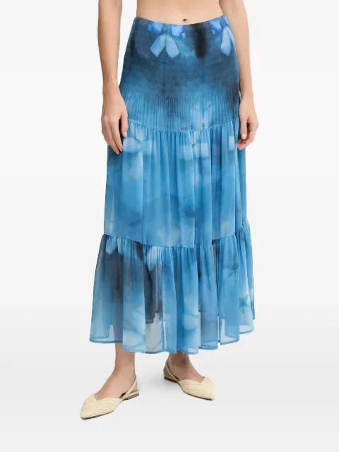 pleated tiered midi skirt by SANDRO FERRONE