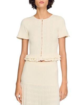 Arianna Ruffled Knit Cardigan by SANDRO PARIS