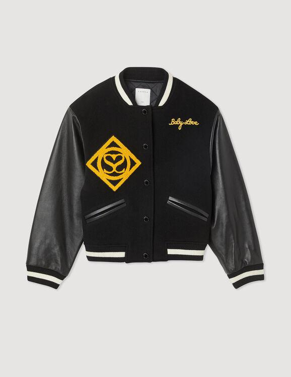 Babylove - Wool and leather varsity jacket by SANDRO PARIS Babylove - Wool and leather varsity jacket by SANDRO PARIS