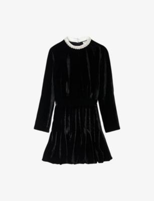Beaded Long-Sleeve Velvet Mini Dress by SANDRO PARIS Beaded Long-Sleeve Velvet Mini Dress by SANDRO PARIS