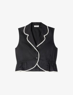 Beaded-Trim Sleeveless Cotton Top by SANDRO PARIS