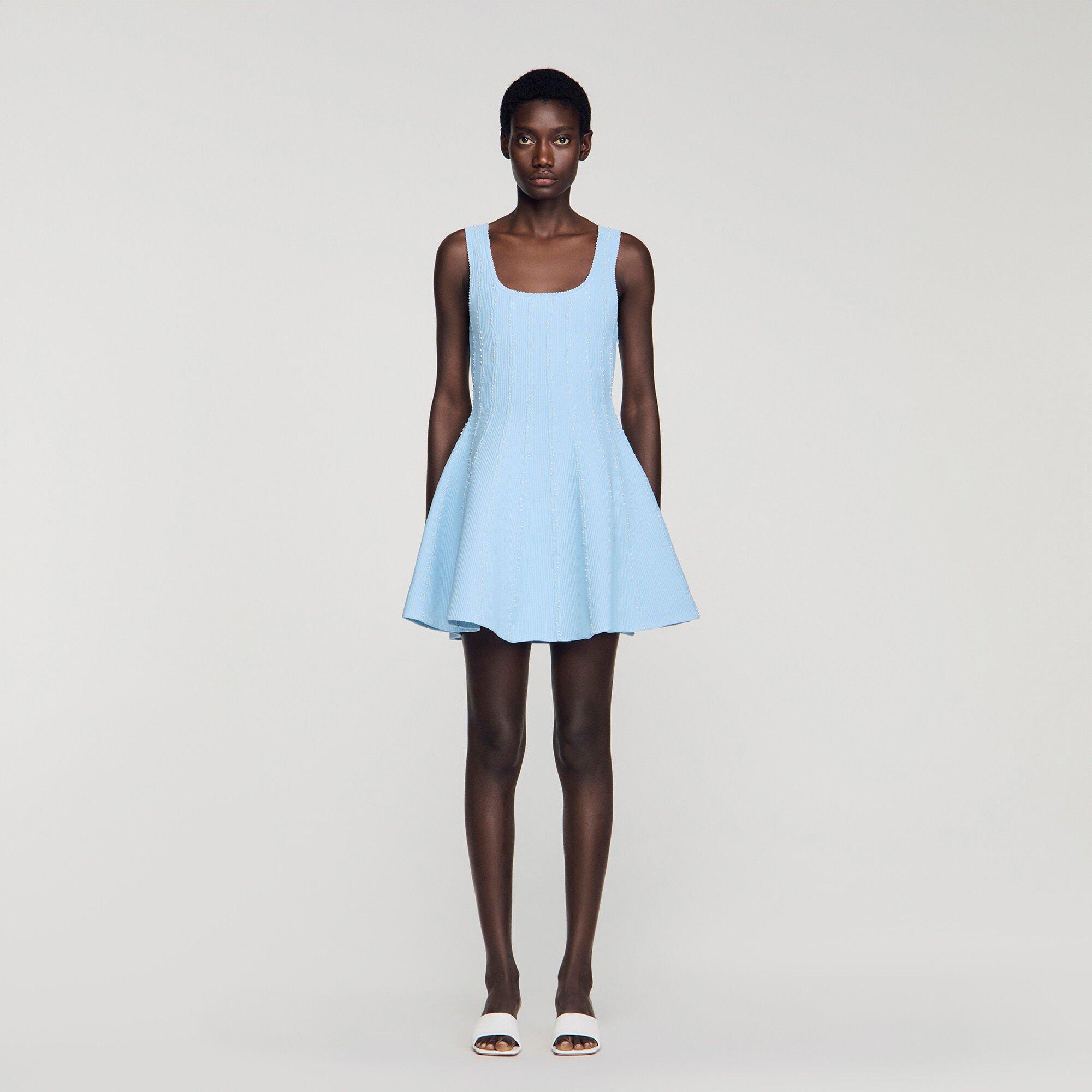Beaded knit mini dress by SANDRO PARIS
