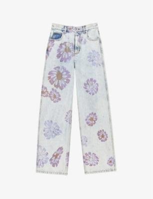 Blossom floral-print wide-leg jeans by SANDRO PARIS