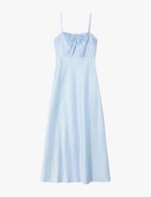 Bow Square-Neck Satin Maxi Dress by SANDRO PARIS