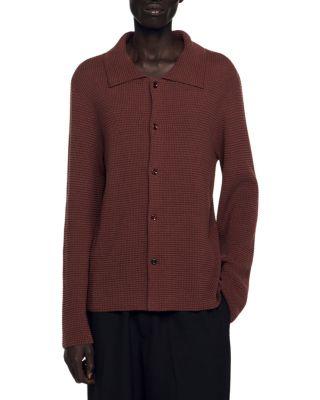 Boxy Fit Chemise Waffle Knit Shirt by SANDRO PARIS
