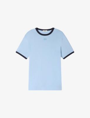 Branded Contrast-Trim Cotton-Jersey T-Shirt by SANDRO PARIS
