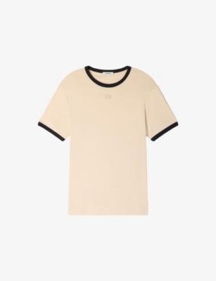 Branded Contrast-Trim Cotton-Jersey T-Shirt by SANDRO PARIS