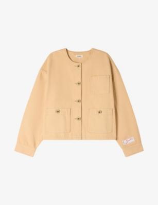 Branded Round-Neck Denim Jacket by SANDRO PARIS