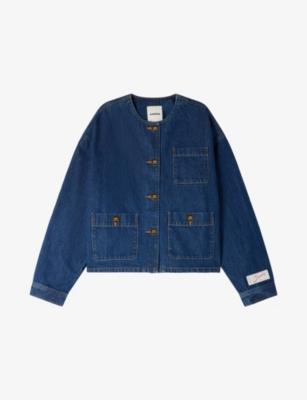 Buttoned Round-Neck Denim Jacket by SANDRO PARIS