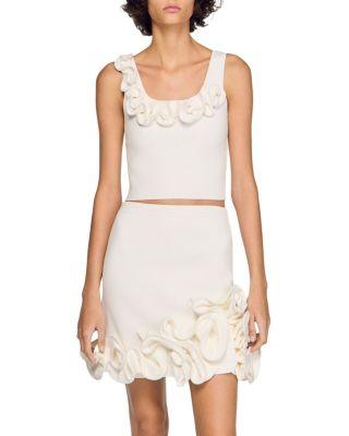 Calice Floral Knit Crop Top by SANDRO PARIS
