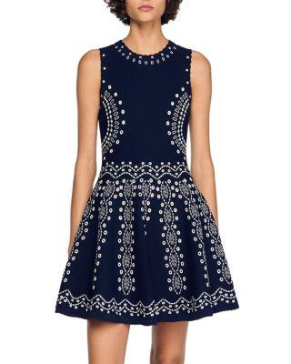Capri Scarf Print Knit Short Dress by SANDRO PARIS