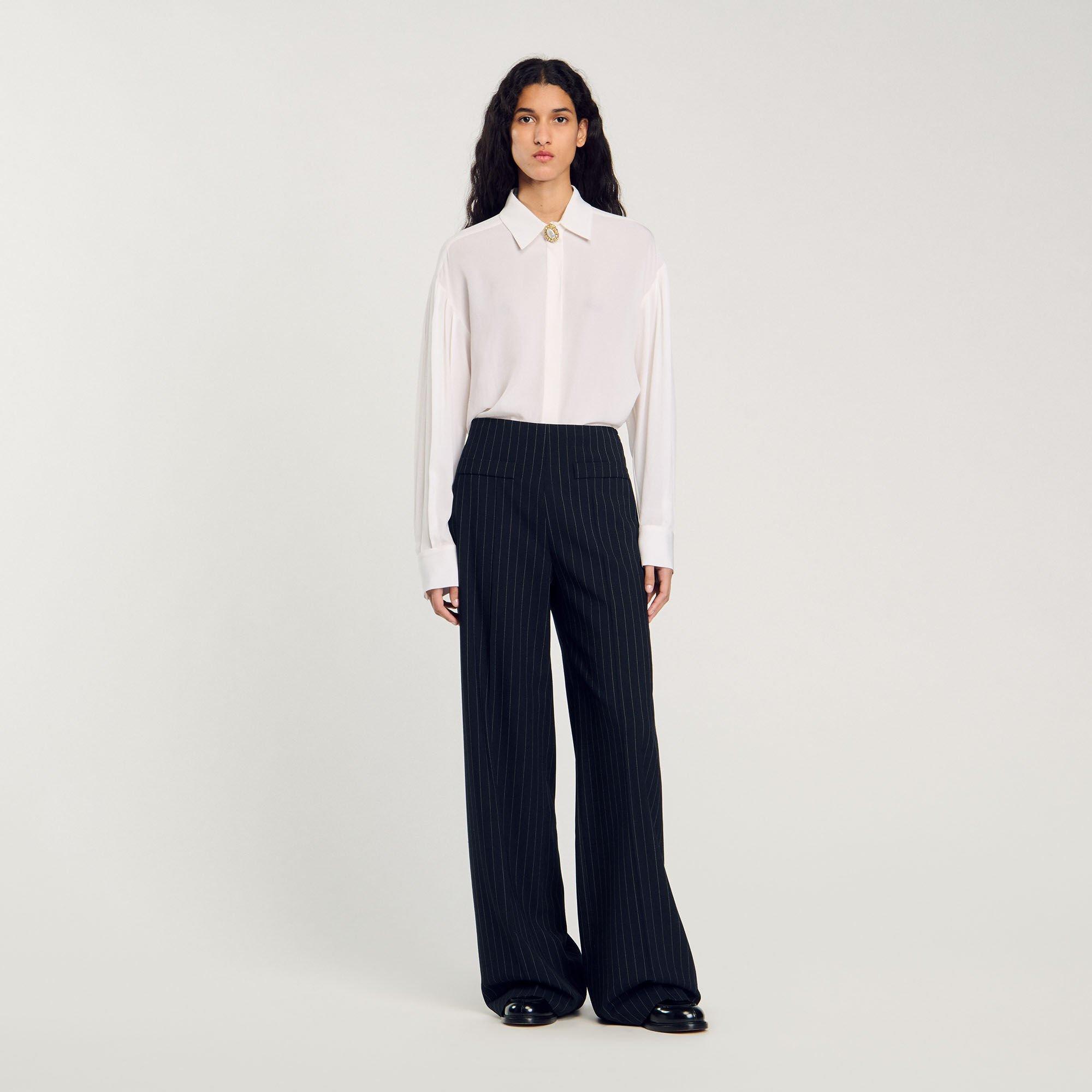 Chalk-striped straight-leg trousers by SANDRO PARIS