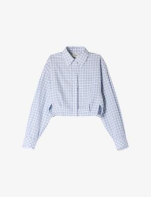 Checked Cropped Cotton Shirt by SANDRO PARIS