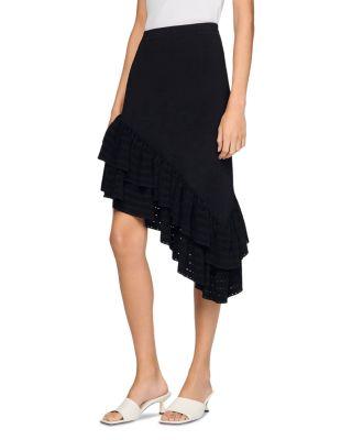 Chiara Asymmetrical Knit Skirt by SANDRO PARIS
